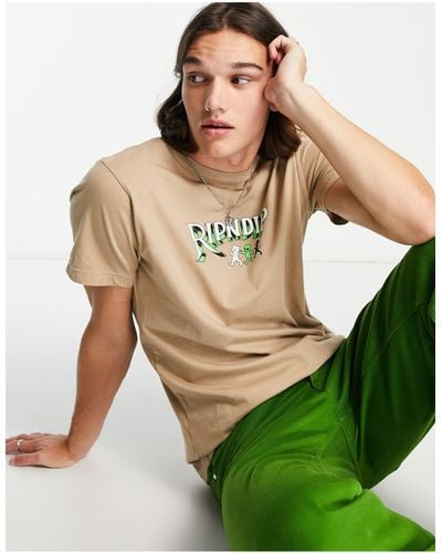RIPNDIP Ripndip - t-shirt con stampa sul petto e sul retro, colore beige - Verde