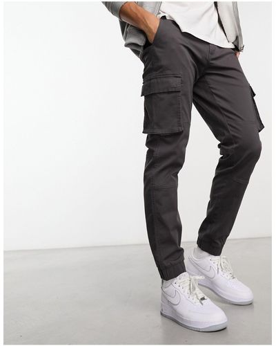 Only & Sons Pantaloni cargo slim grigi con fondo elasticizzato - Grigio