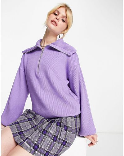 Y.A.S Zip Pull Sweater - Purple
