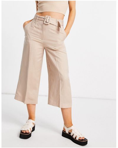Forever New Tailored Wide Leg Pants With Belt - Natural