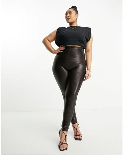 Plus Size Leather Wetlook Spanx Leather Leggings With Open Crotch