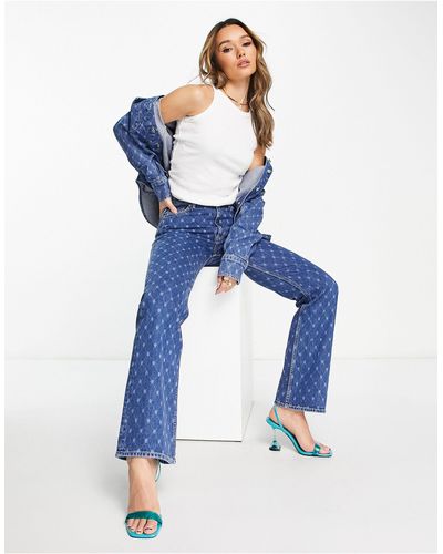 & Other Stories Co-ord Laser Print Flared Jeans - Blue