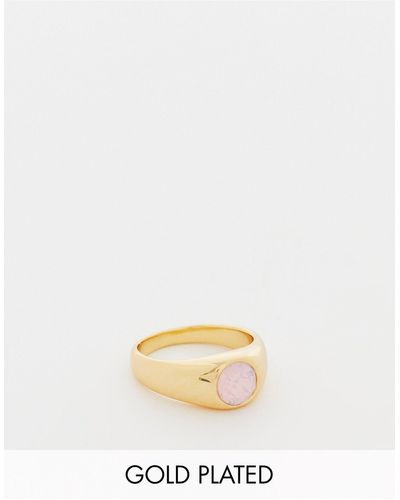 Orelia 18k Vergulde Ring Met Halfedelstenen Roze Opaal - Meerkleurig