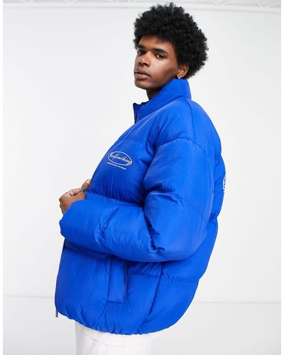 Good For Nothing Oversized Puffer Jack Met Ovale Logoprint - Blauw
