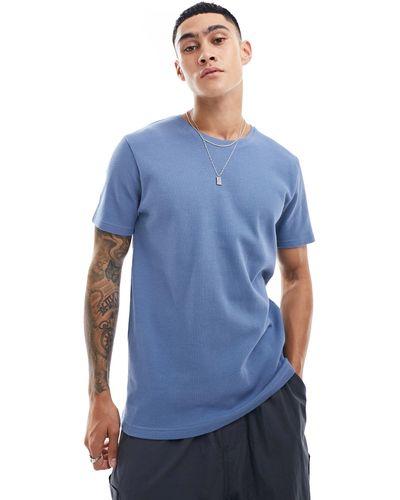 Brave Soul T-shirt en maille gaufrée - couronne - Bleu
