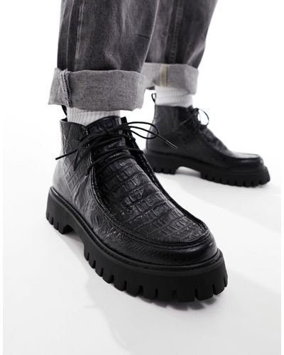 Koi Footwear Koi - greed river high - chaussures à lacets hauts à motif croco - Noir