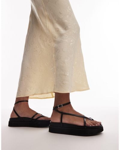 TOPSHOP Julia Premium Leather Minimal Strappy Sandals - Natural
