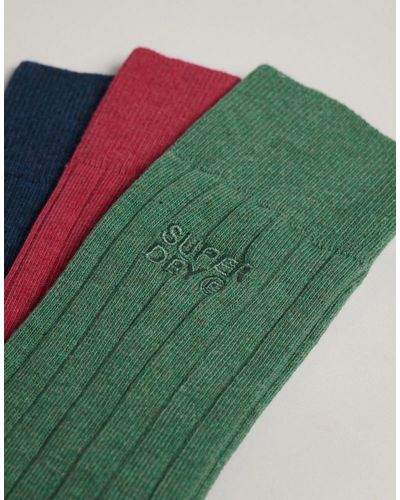 Superdry Cotton Unisex Core Rib Crew Sock 3 Pack - Green