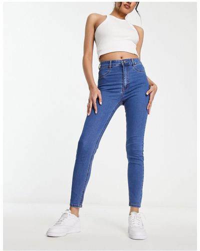 Pull&Bear Skinny Jeans Met Hoge Taille - Blauw