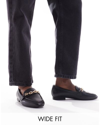 ASOS Wide Fit Macaroon Chain Loafer - Black