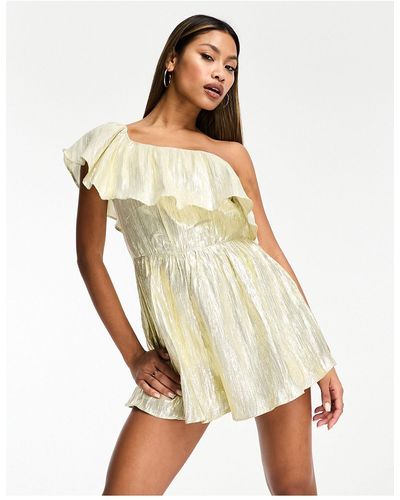 Collective The Label Exclusive One Shoulder Metallic Playsuit