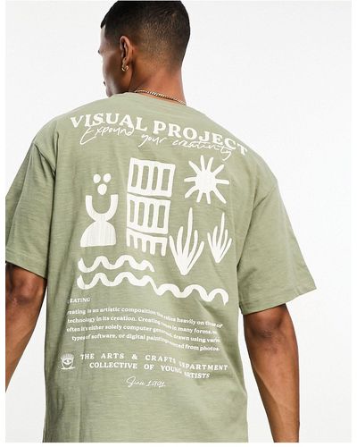Pull&Bear T-shirt Met Visual Project-print - Groen