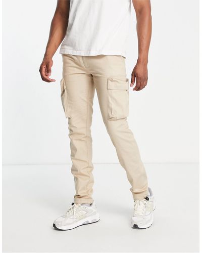 TOPMAN Skinny Two Pocket Cargo Trousers - Natural