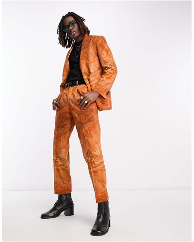 Viggo Pique Slick Suit Jacket - Orange