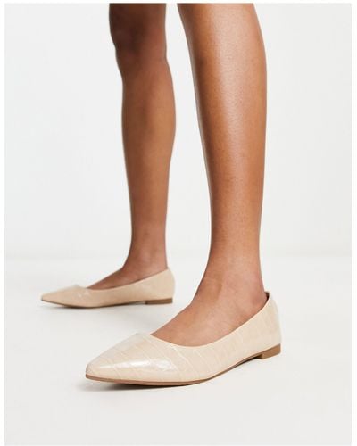 Truffle Collection Pointed Ballet Flats - Natural