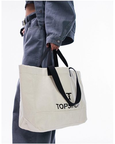 TOPSHOP Twisty 't' Canvas Tote - Blue