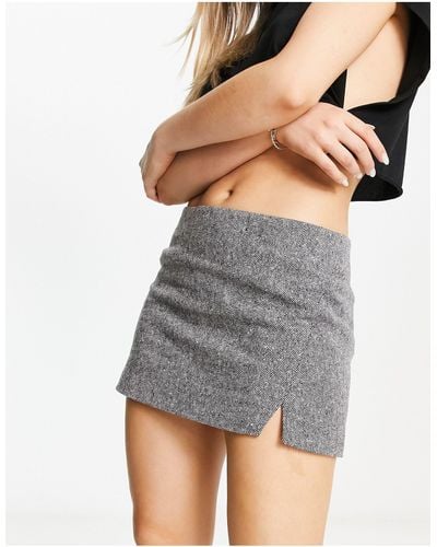 & Other Stories Co-ord Wool Blend Low Rise Mini Skirt - Gray