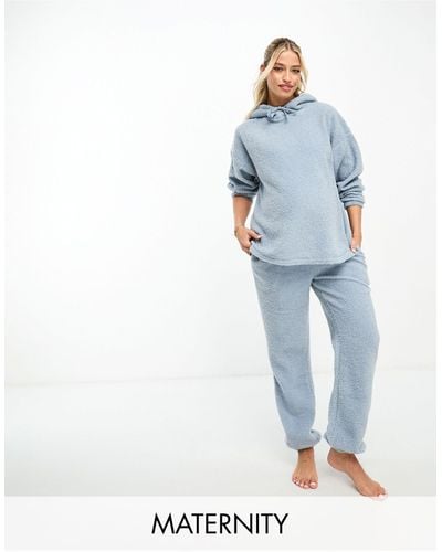 ASOS Asos design maternity - ensemble confort avec sweat à capuche et pantalon - Bleu