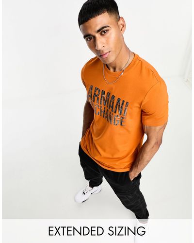 Armani Exchange T-shirt Met Groot Logo Met Schotse Ruit - Oranje
