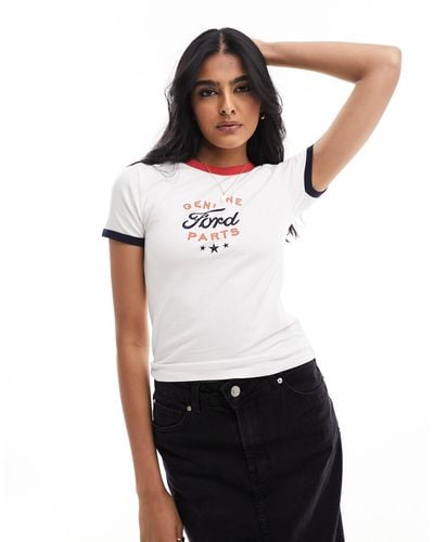 Cotton On Cotton on – lang geschnittenes t-shirt mit vintage-ford-grafikprint - Weiß