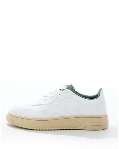 Pull&Bear Retro Trainers With Green Detail - White