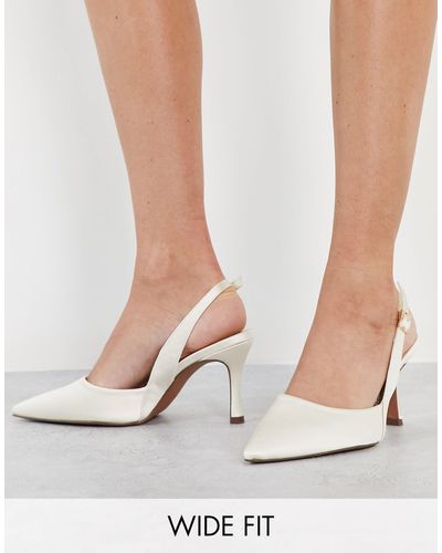 ASOS Wide Fit Samber Slingback Stiletto Heels - White
