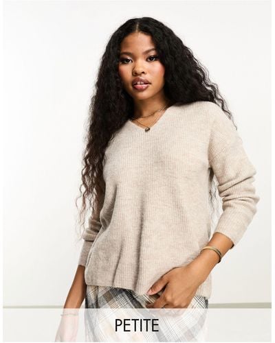 Only Petite V Neck Sweater - Natural