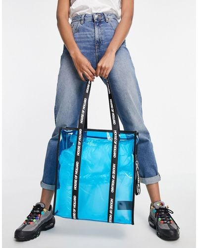 House of Holland Transparent Tote Bag With Logo Straps - Blue