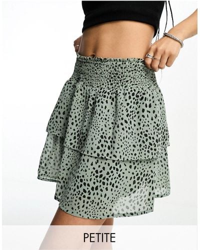 Only Petite Layered Rara Mini Skirt - Green