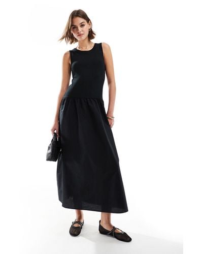 Mango Knitted Top Summer Midi Dress - Black