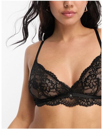 Ann Summers Diepuitgesneden Kanten Triangel Bralette Zonder Vulling - Zwart