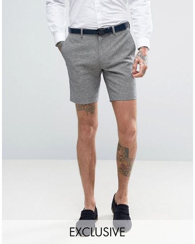 Only & Sons Skinny Wedding Smart Shorts In Summer Dogstooth - Blue