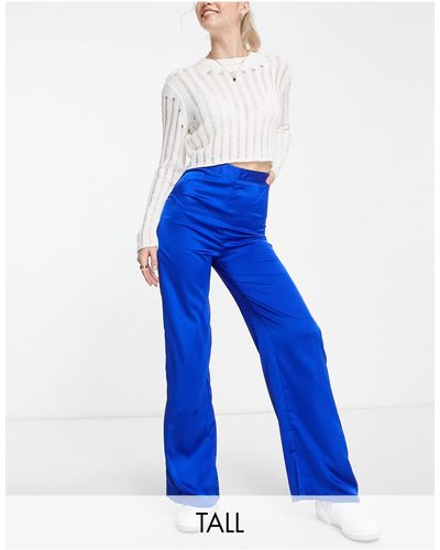 New Look Pantalon large d'ensemble en tissu satiné - vif - Bleu