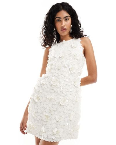 Pretty Lavish Hen Floral Embellished Halter-neck Mini Dress - White
