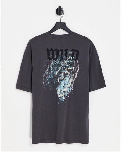 ADPT Oversized T-shirt Met Wild-print Op - Blauw
