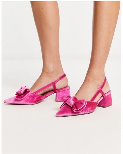 ASOS Saidi Bow Slingback Mid Heeled Shoes - Pink
