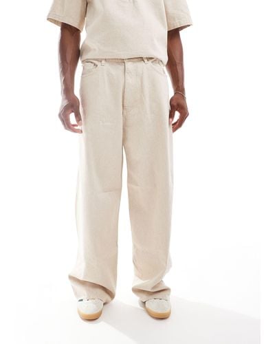 Weekday Astro - pantalon en lin épais - beige - Neutre