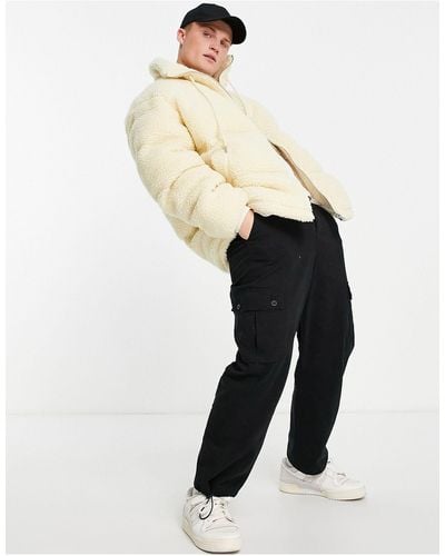 Barneys Originals Oversized Full Zip Teddy Puffer Jacket - White