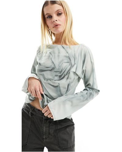Weekday Derya Blouse With Drape Open Back - Gray