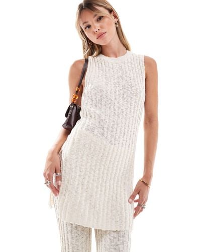 Mango Knitted Sleevless Co-ord Top - White