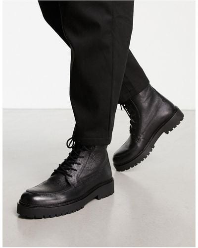 Schuh Botas negras con cordones y suela gruesa - Negro