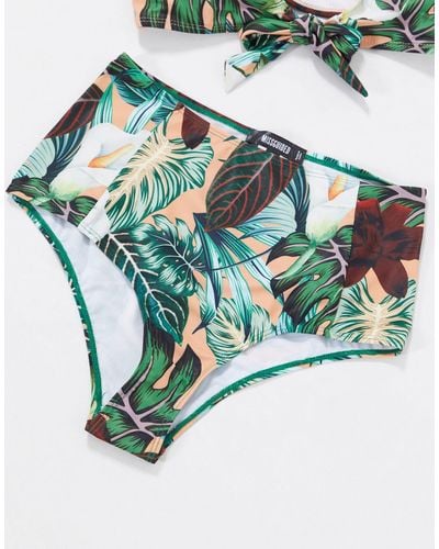 Missguided – bikinihose mit hohem bund und floralem print - Mehrfarbig