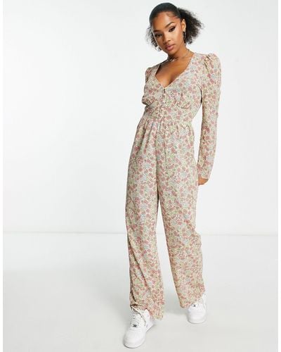 Monki Jumpsuit With Long Sleeves - White