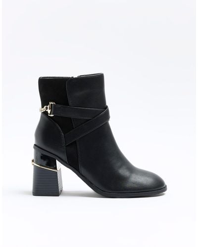 River Island Bottines larges à talons carrés - Noir