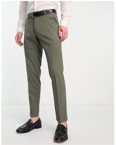 New Look Pantaloni da abito slim kaki scuro - Verde