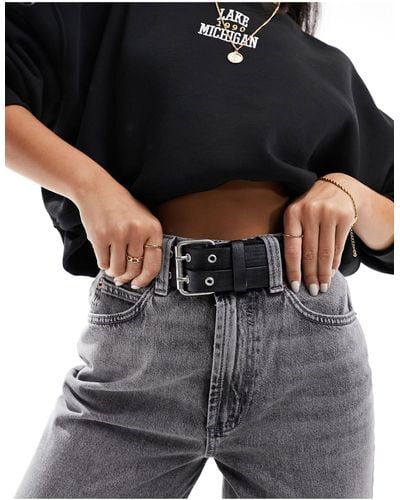 ASOS Double Buckle Low Waist Jeans Belt - Black