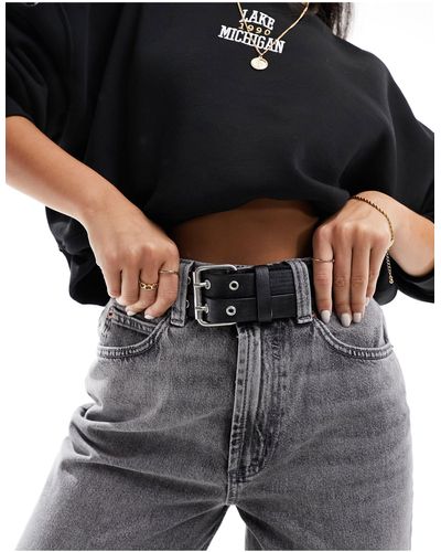 ASOS Cintura per jeans a vita bassa con doppia fibbia - Nero