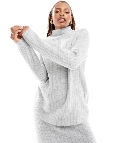 ASOS Oversized Rib Sweater With Grown On Neck - White