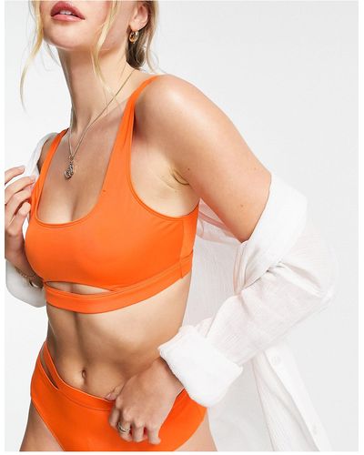 Monki Cut Out Bikini Top - Orange