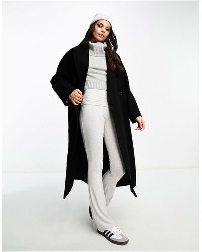 Miss Selfridge Belted Wrap Maxi Coat - Black